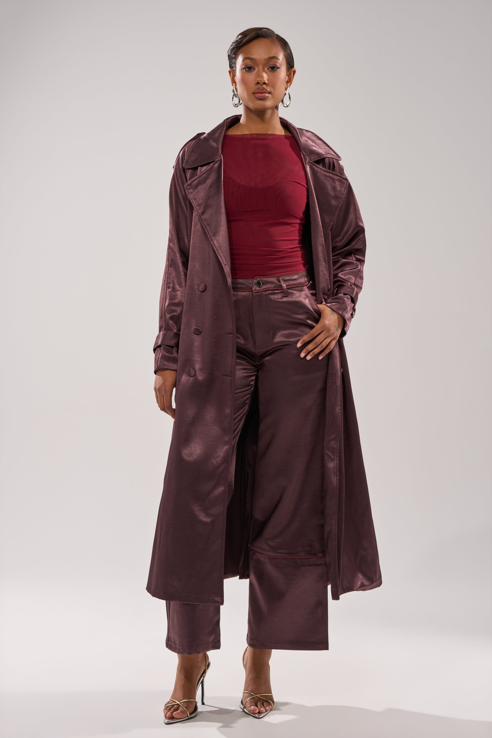 SLOW DOWN SATIN TRENCH