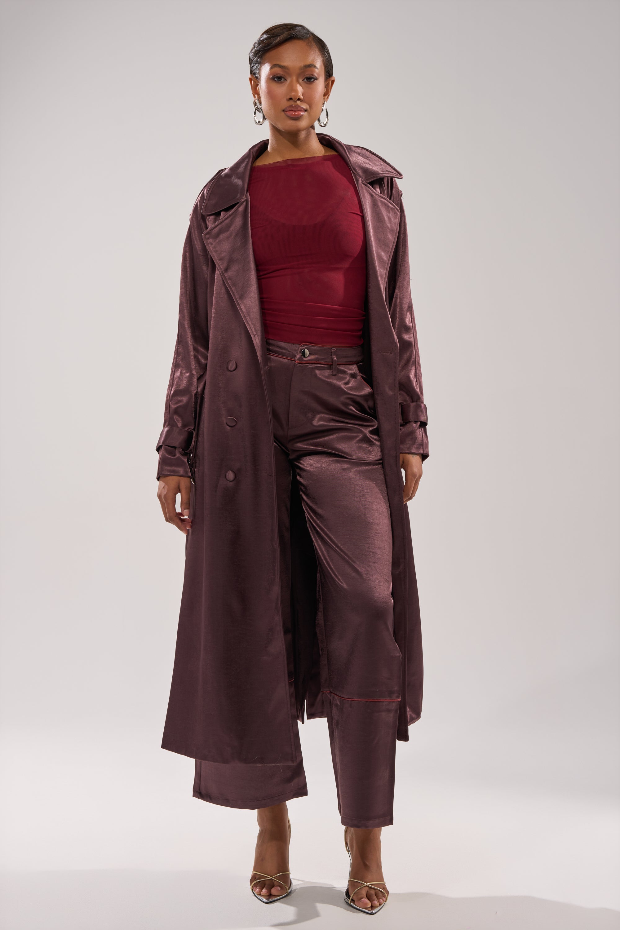 SLOW DOWN SATIN TRENCH