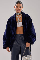 LOLA COCOON COAT IN VELVET