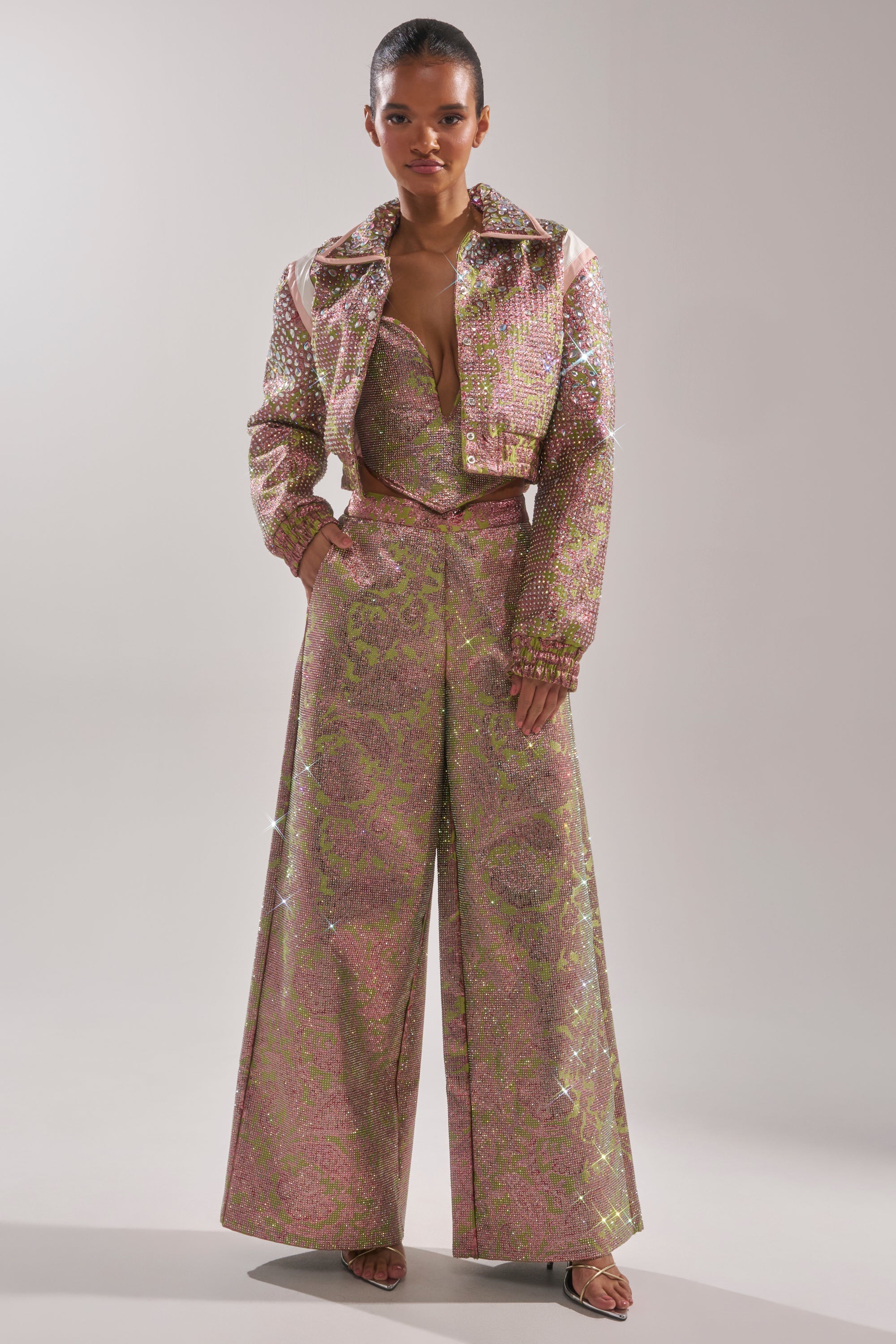 TIME AND TIME AGAIN RHINESTONE BOMBER
