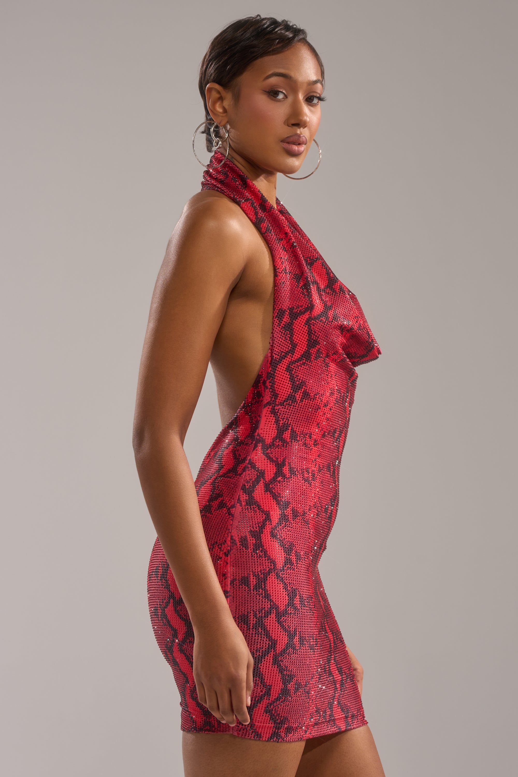 COCKY AF RHINESTONE SNAKE MINI DRESS