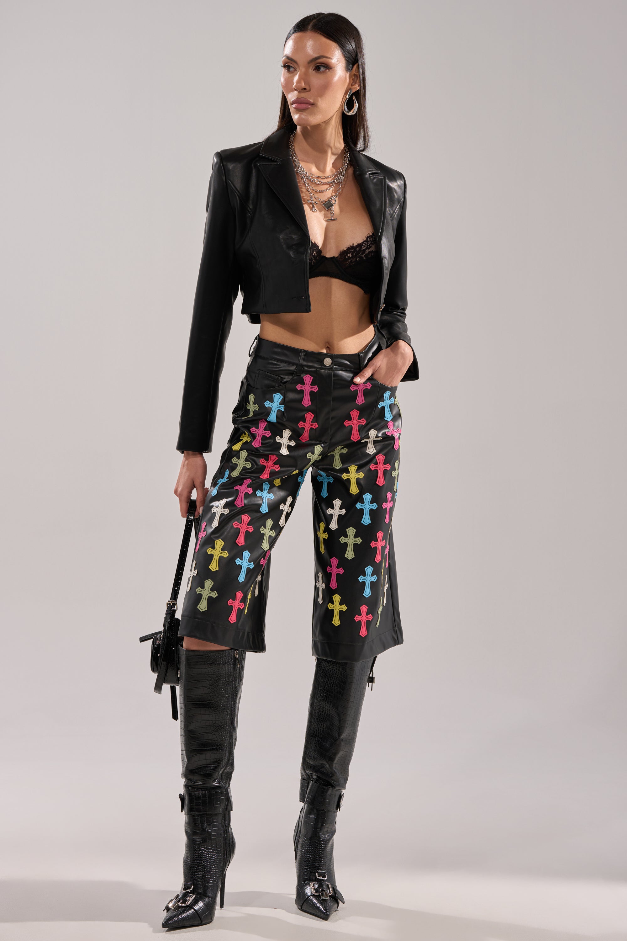 REAL ONE FAUX LEATHER BLAZER