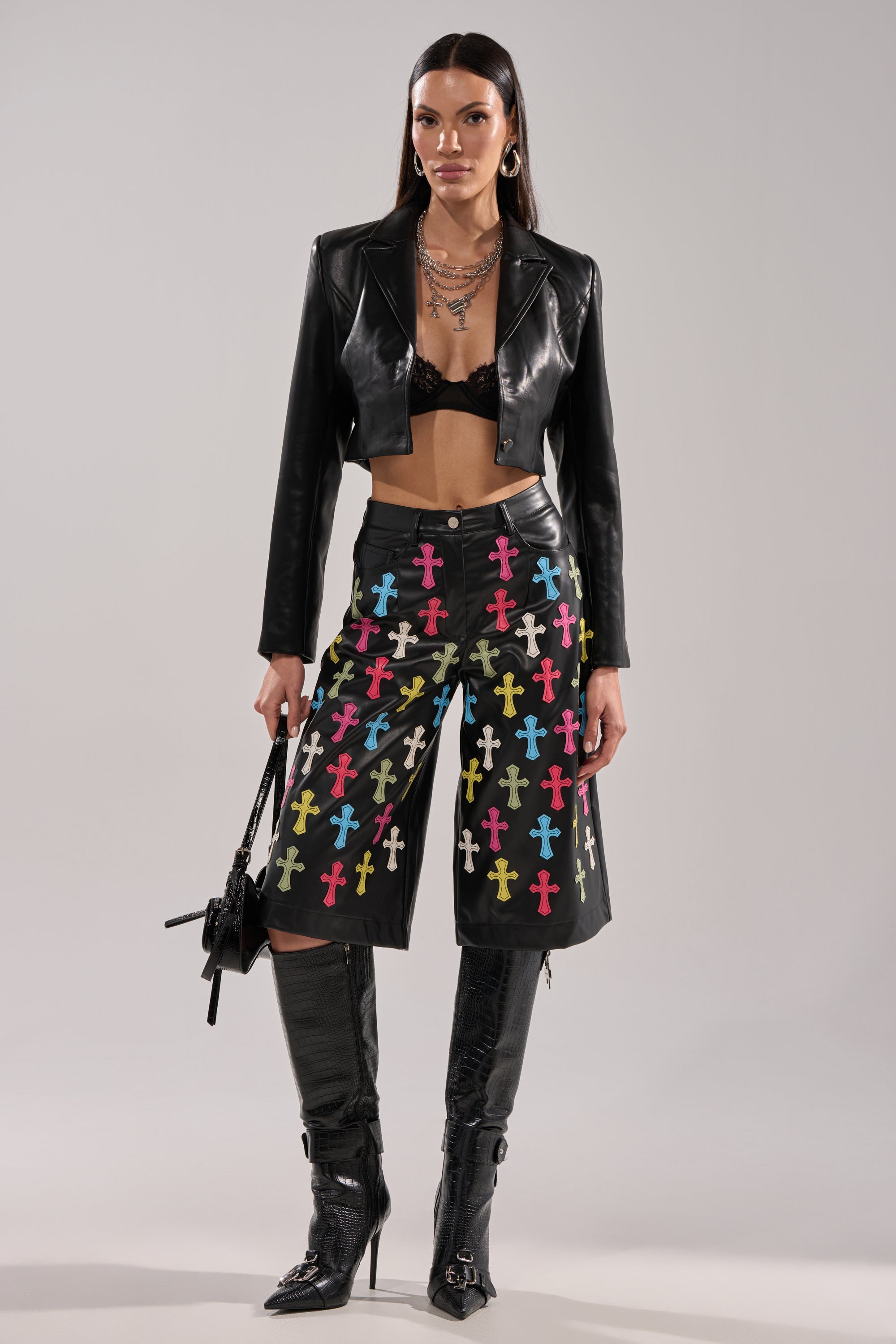 REAL ONE FAUX LEATHER BLAZER