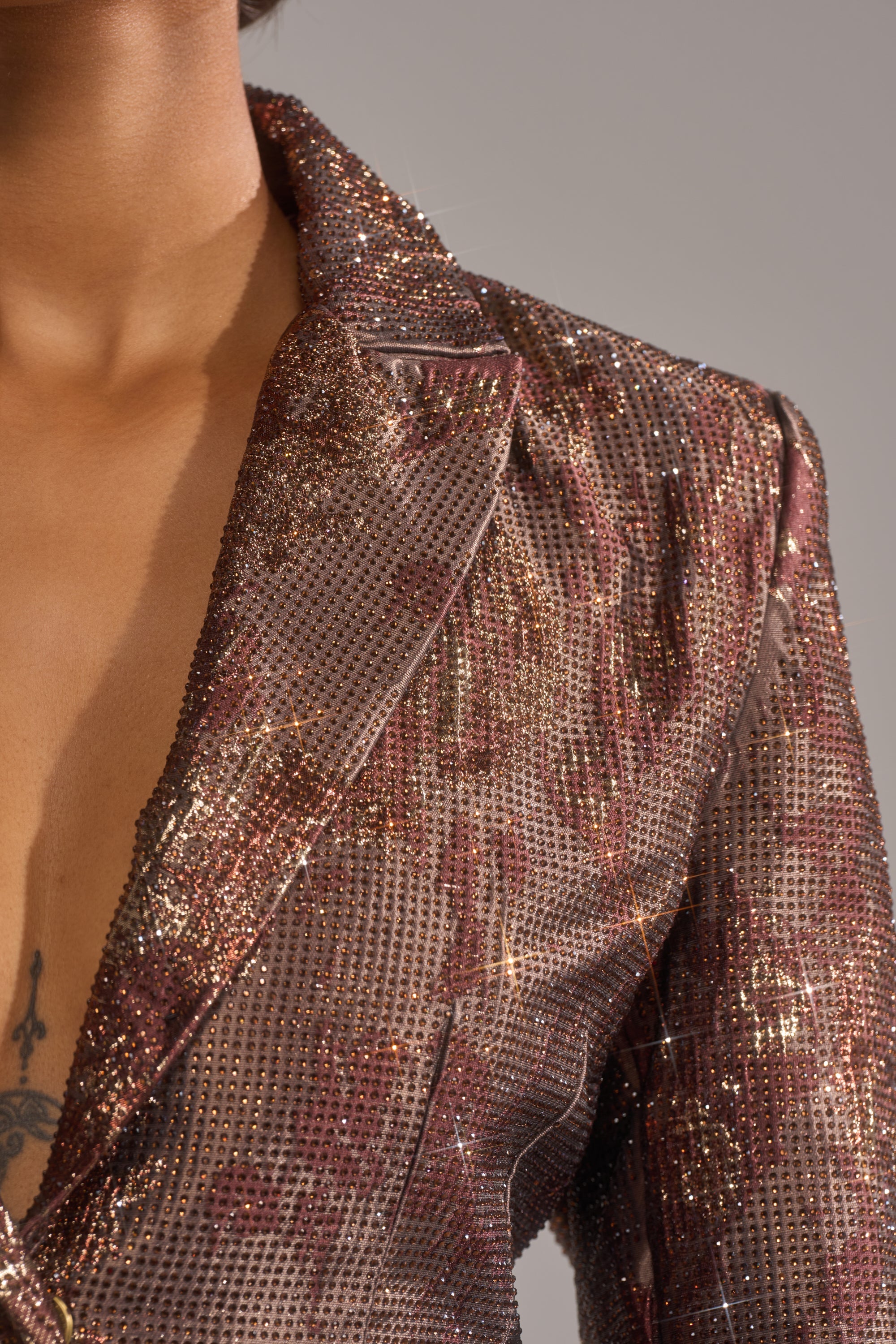 CELESTE EMBELLISHED BROCADE BLAZER