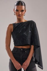TOO HOT FOR YOU RHINESTONE MESH TOP