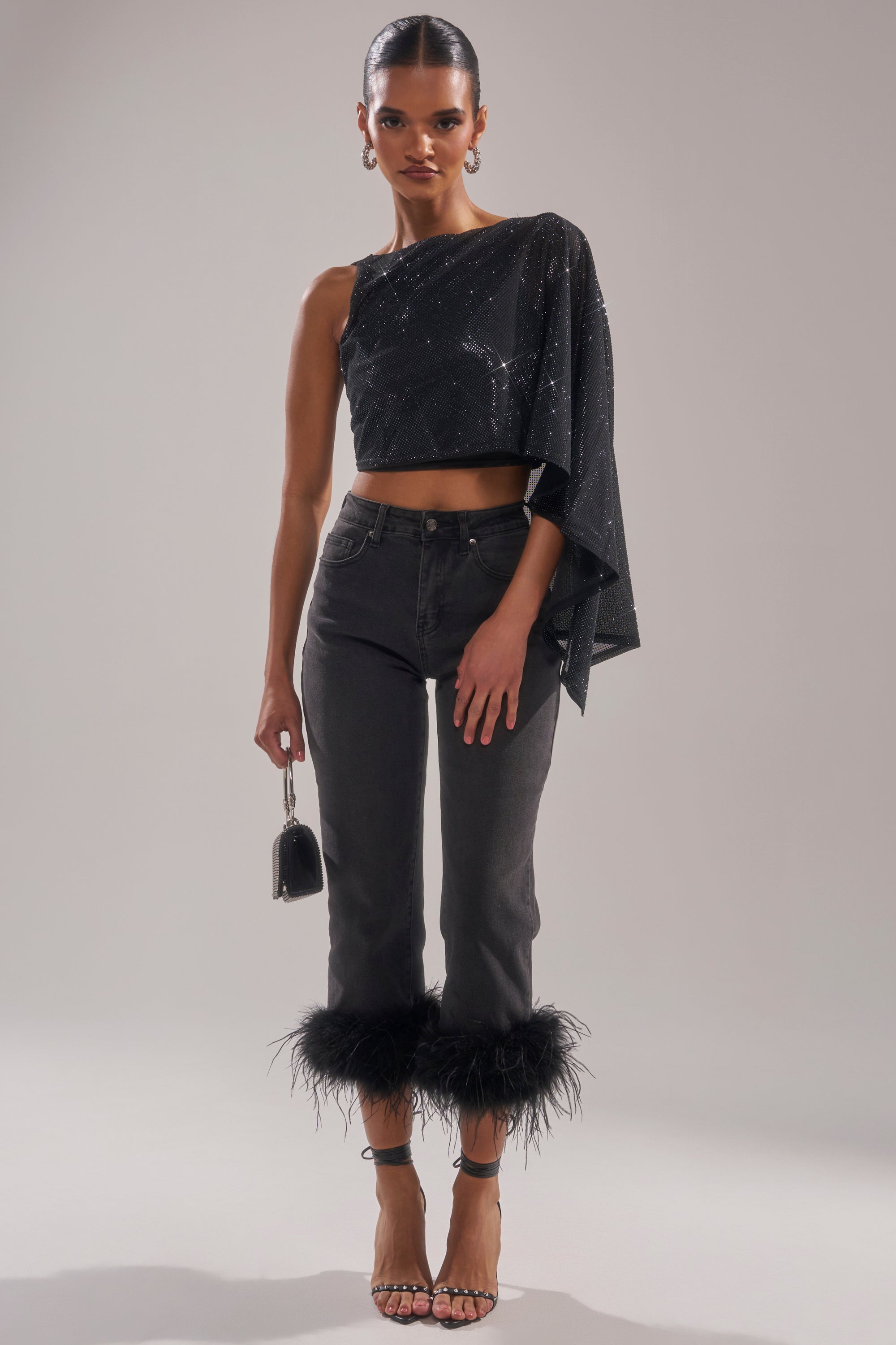 TOO HOT FOR YOU RHINESTONE MESH TOP