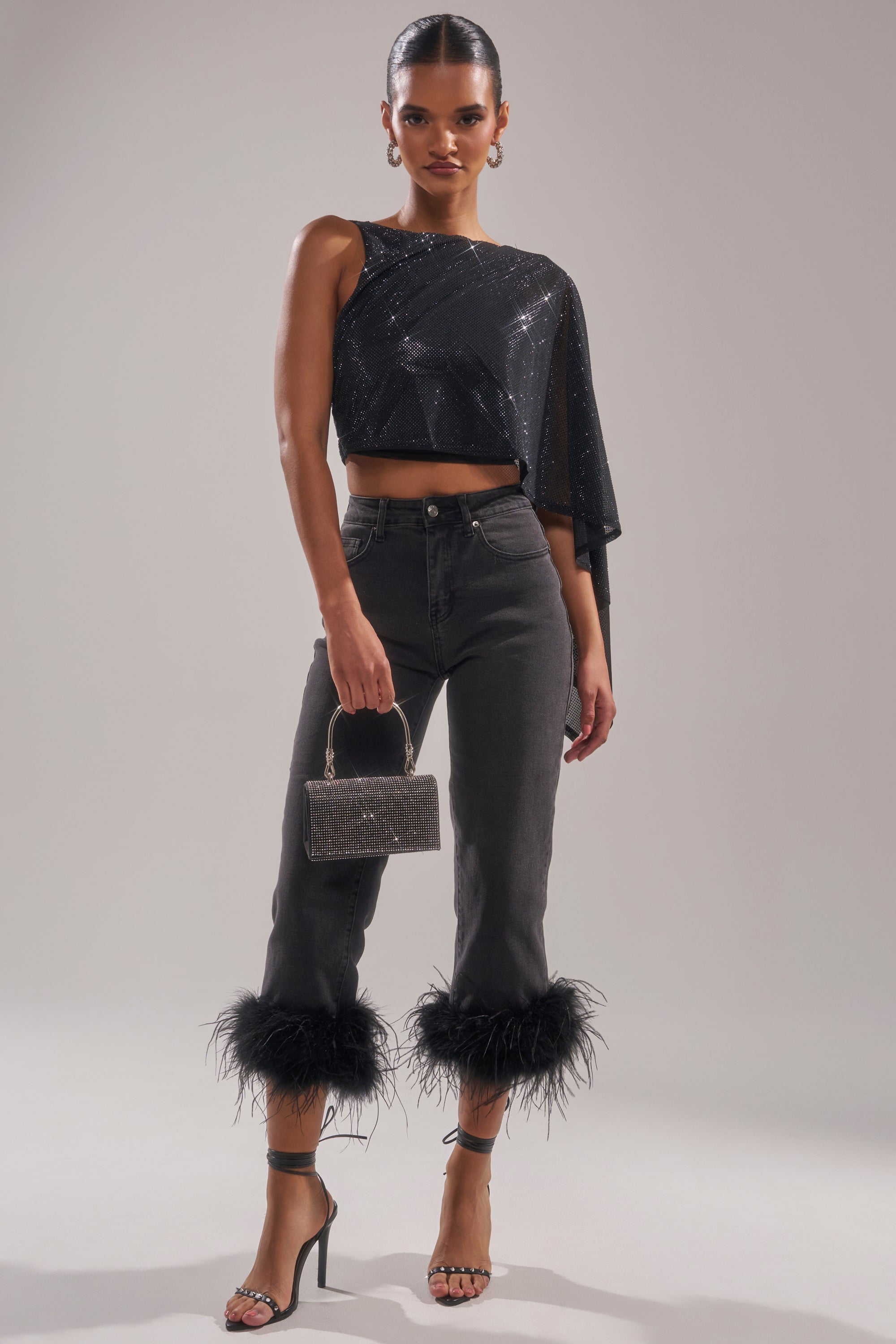 TOO HOT FOR YOU RHINESTONE MESH TOP