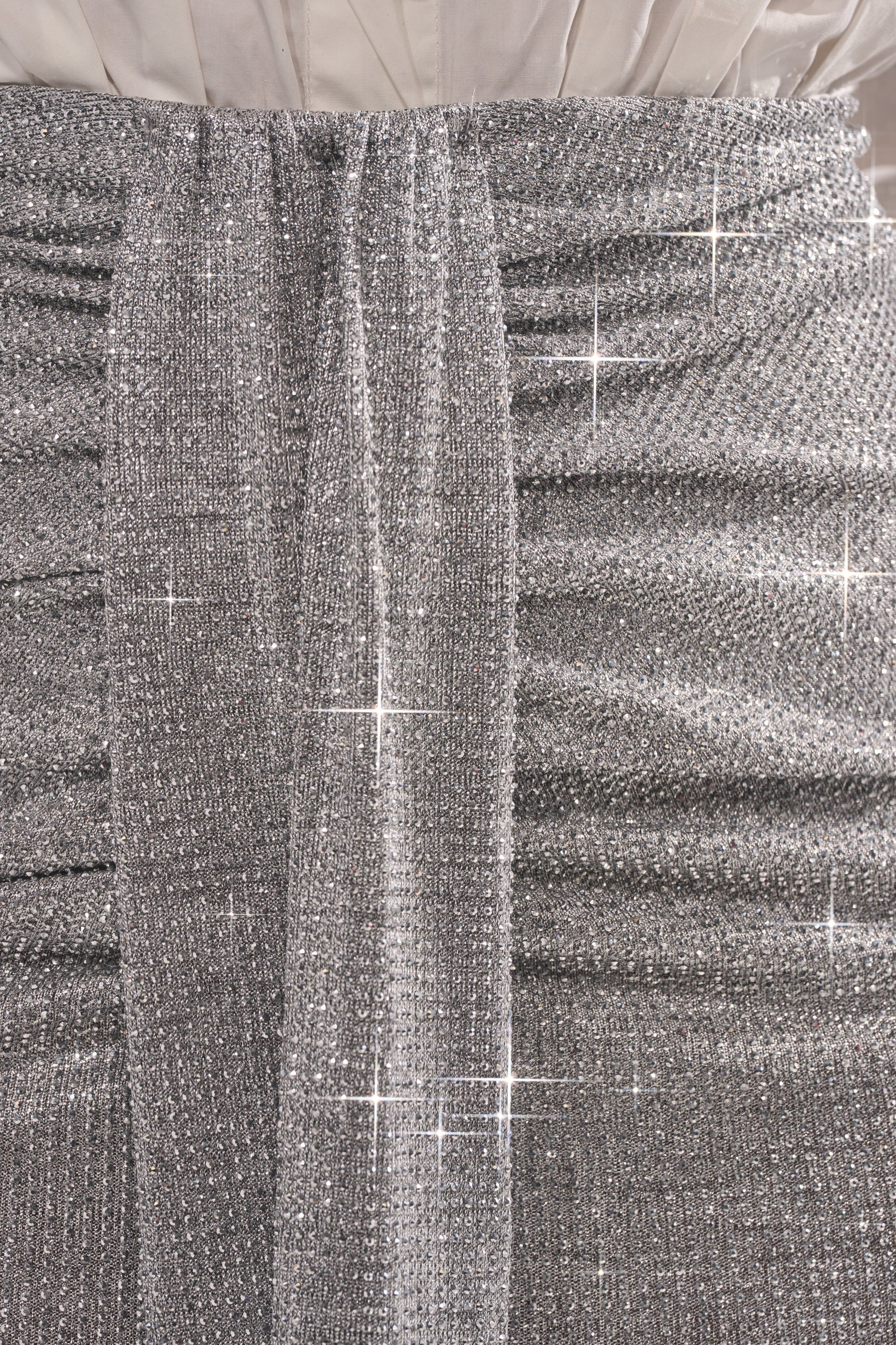 BRIGHT LIGHTS RHINESTONE MAXI SKIRT IN SILVER