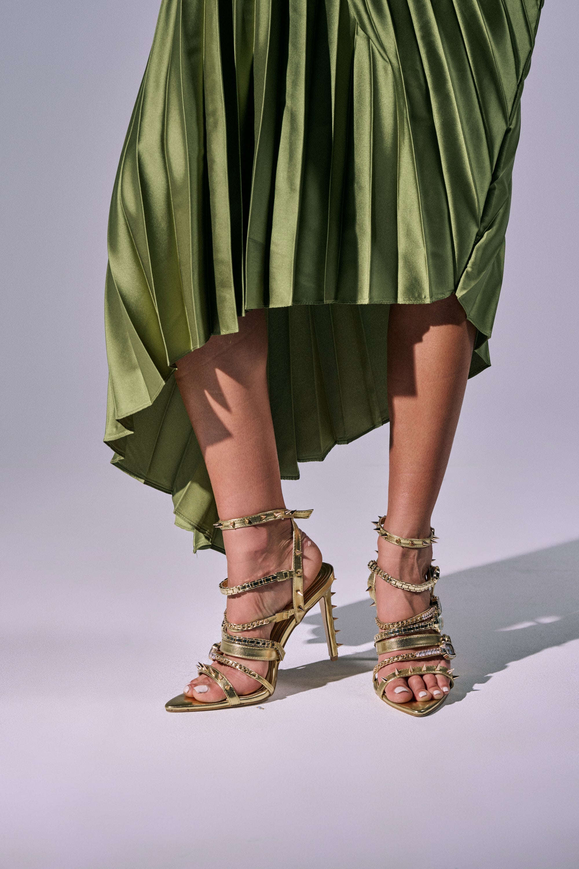 AKIRA GOLD SYDONIC GOLD WATCH STILETTO SANDAL