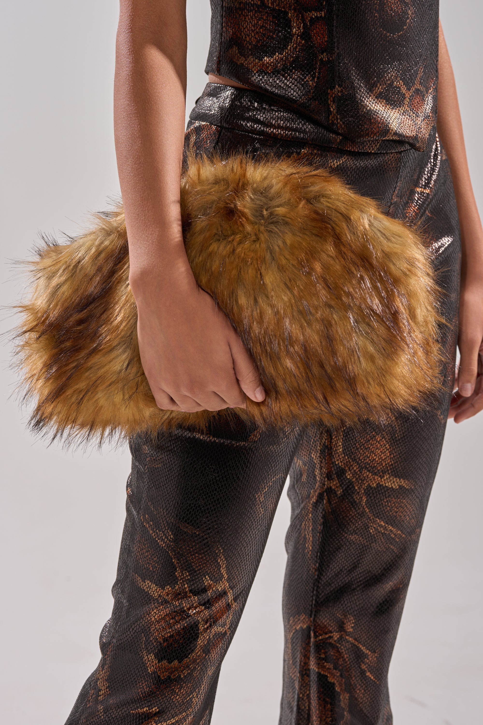 WILD CHILD FAUX FUR CLUTCH