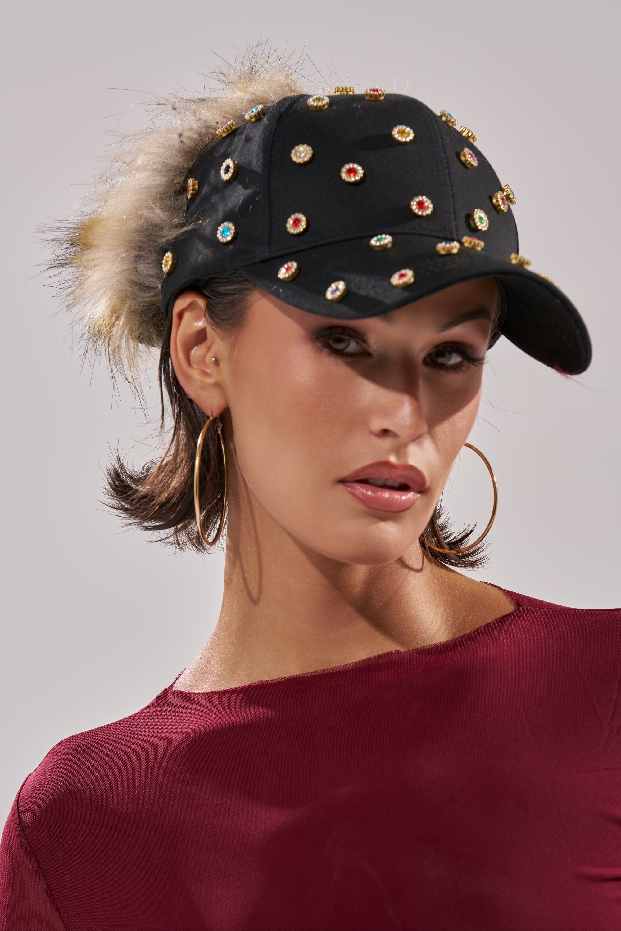 TJ FAUX FUR EMBELLISHED HAT