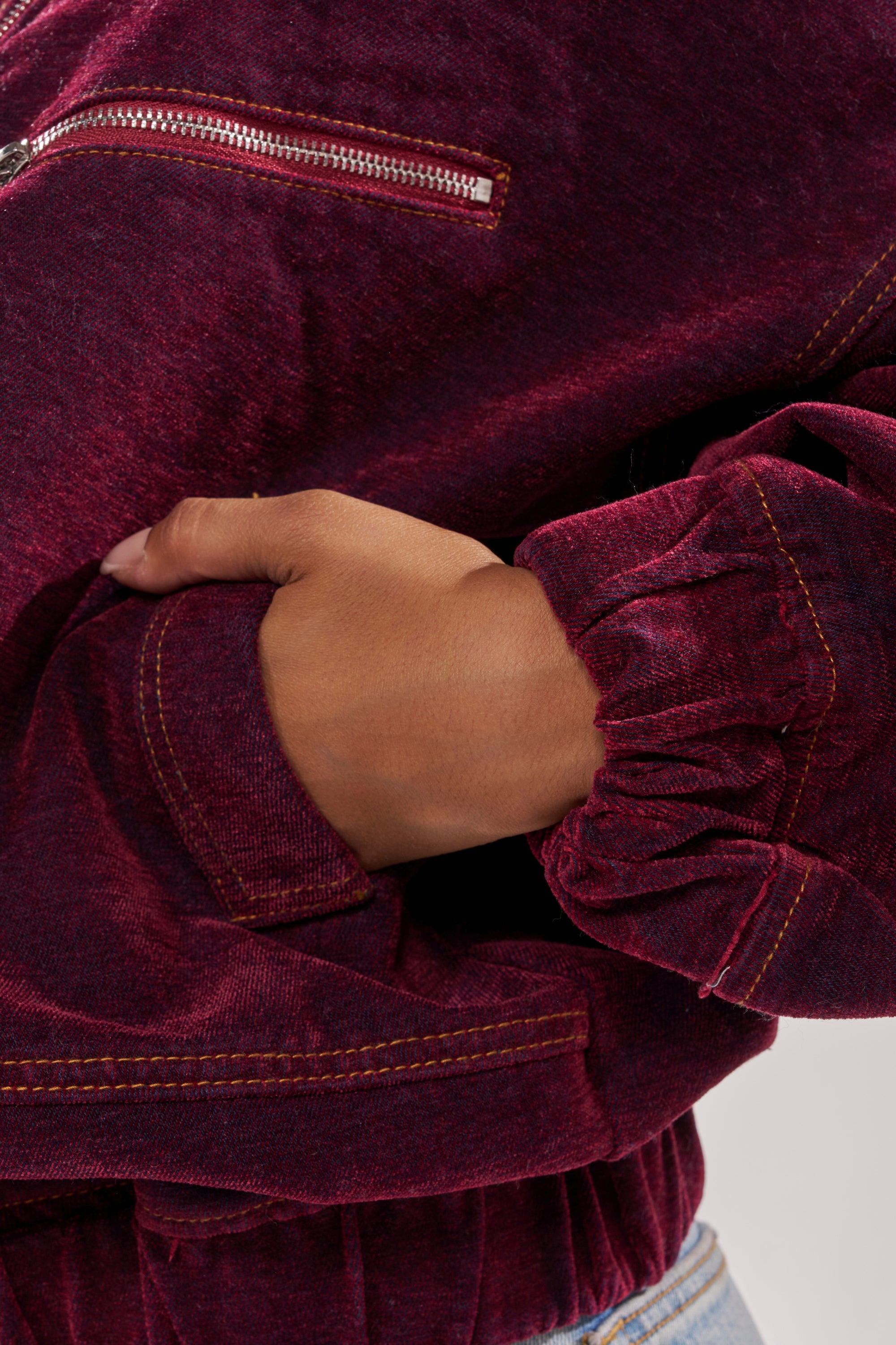 PAYTON VELVET DENIM BOMBER