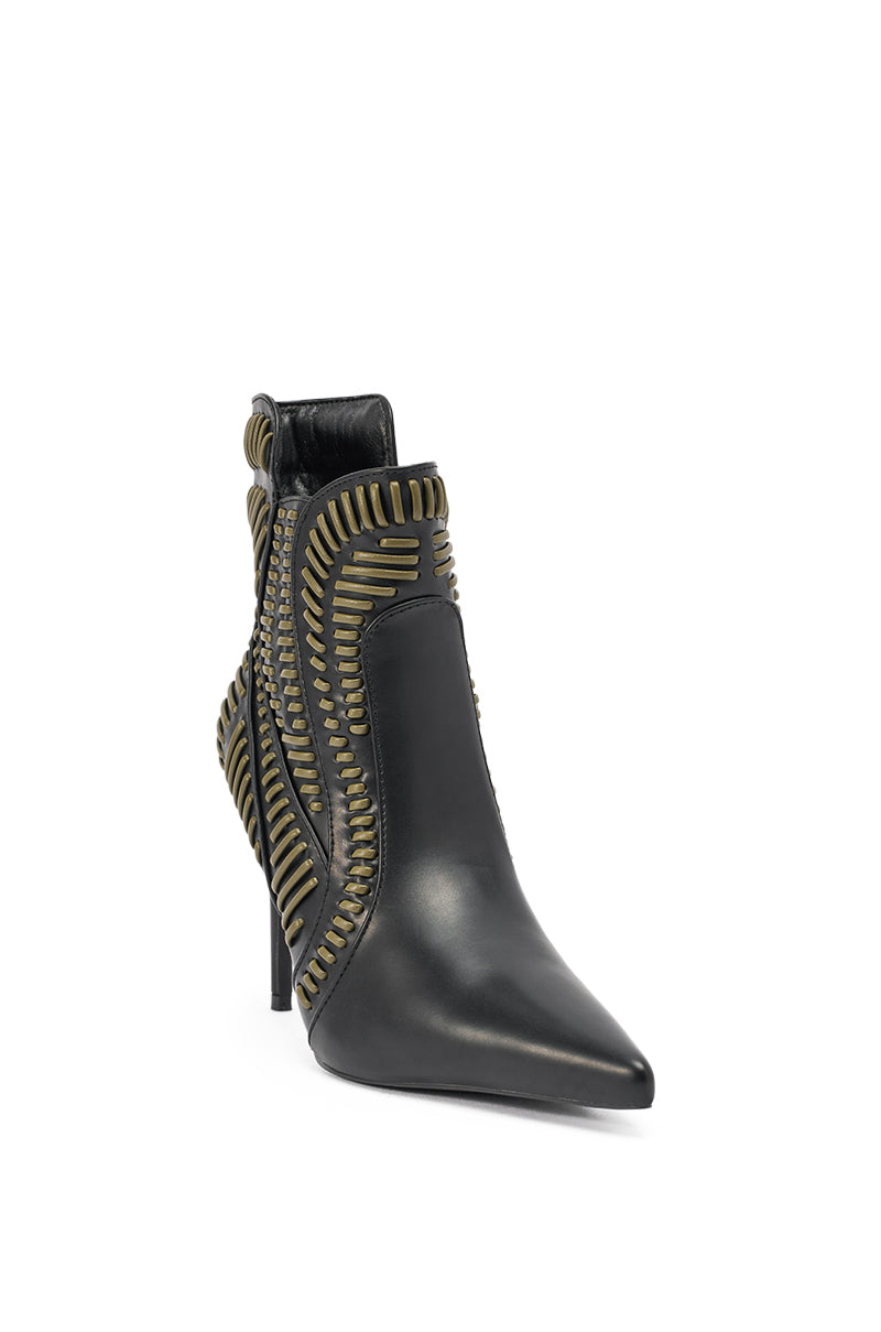 AKIRA GOLD WEAVER BLACK AND OLIVE BOOTIE