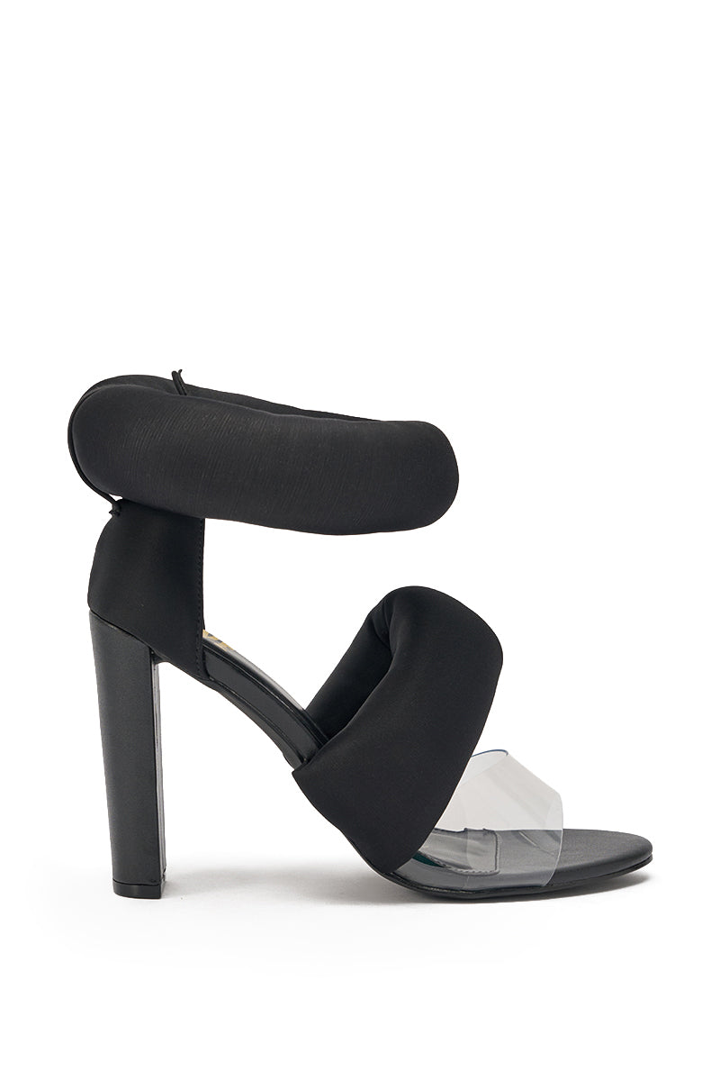 YANIX BLACK PUFF SLIP ON SANDAL