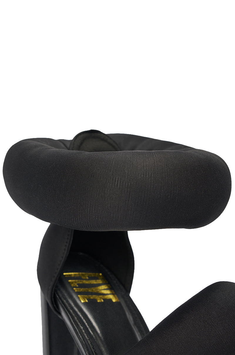 YANIX BLACK PUFF SLIP ON SANDAL