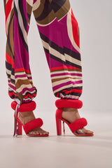 YANIX RED PUFF SLIP ON SANDAL