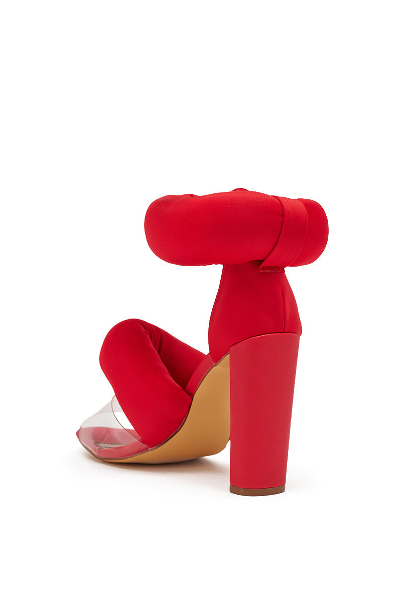 YANIX RED PUFF SLIP ON SANDAL
