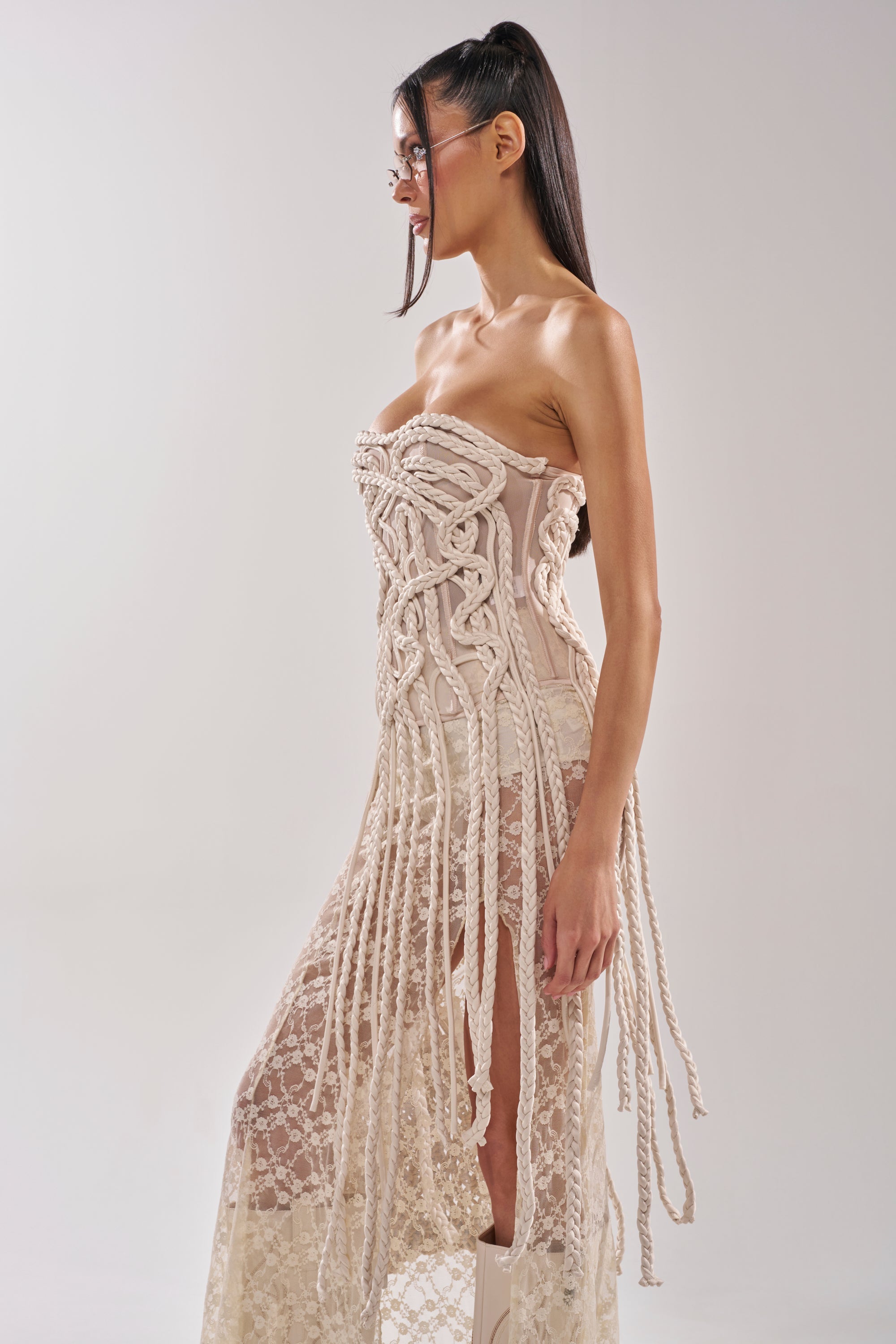 NEVER LOST TASSEL MESH CORSET