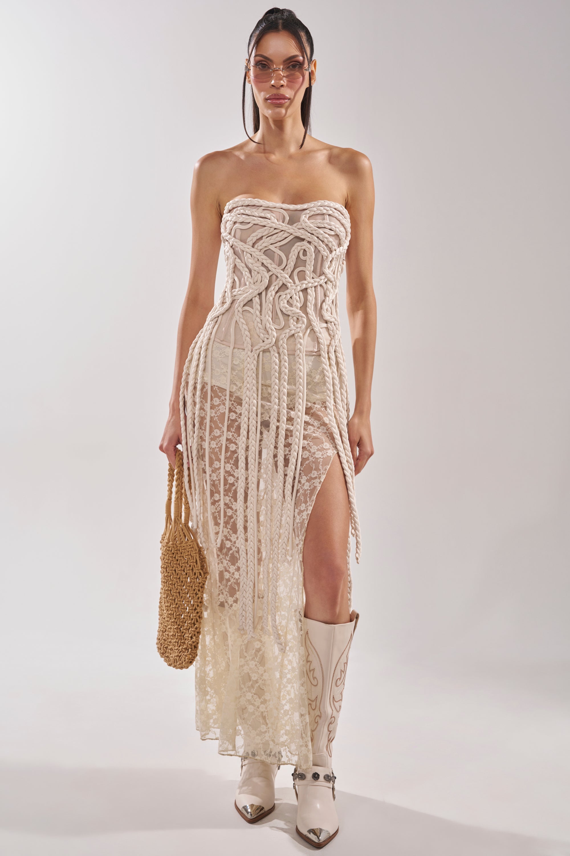 NEVER LOST TASSEL MESH CORSET