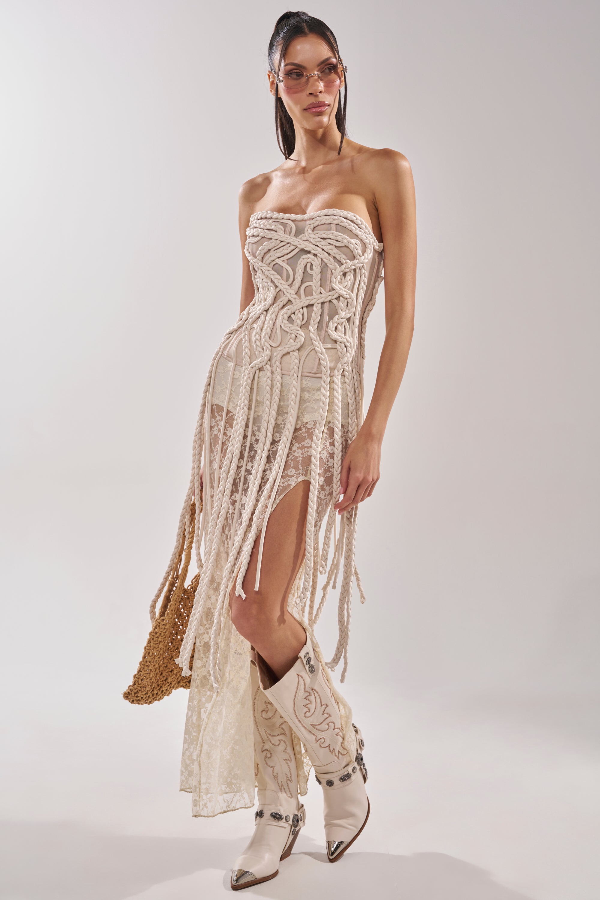 NEVER LOST TASSEL MESH CORSET