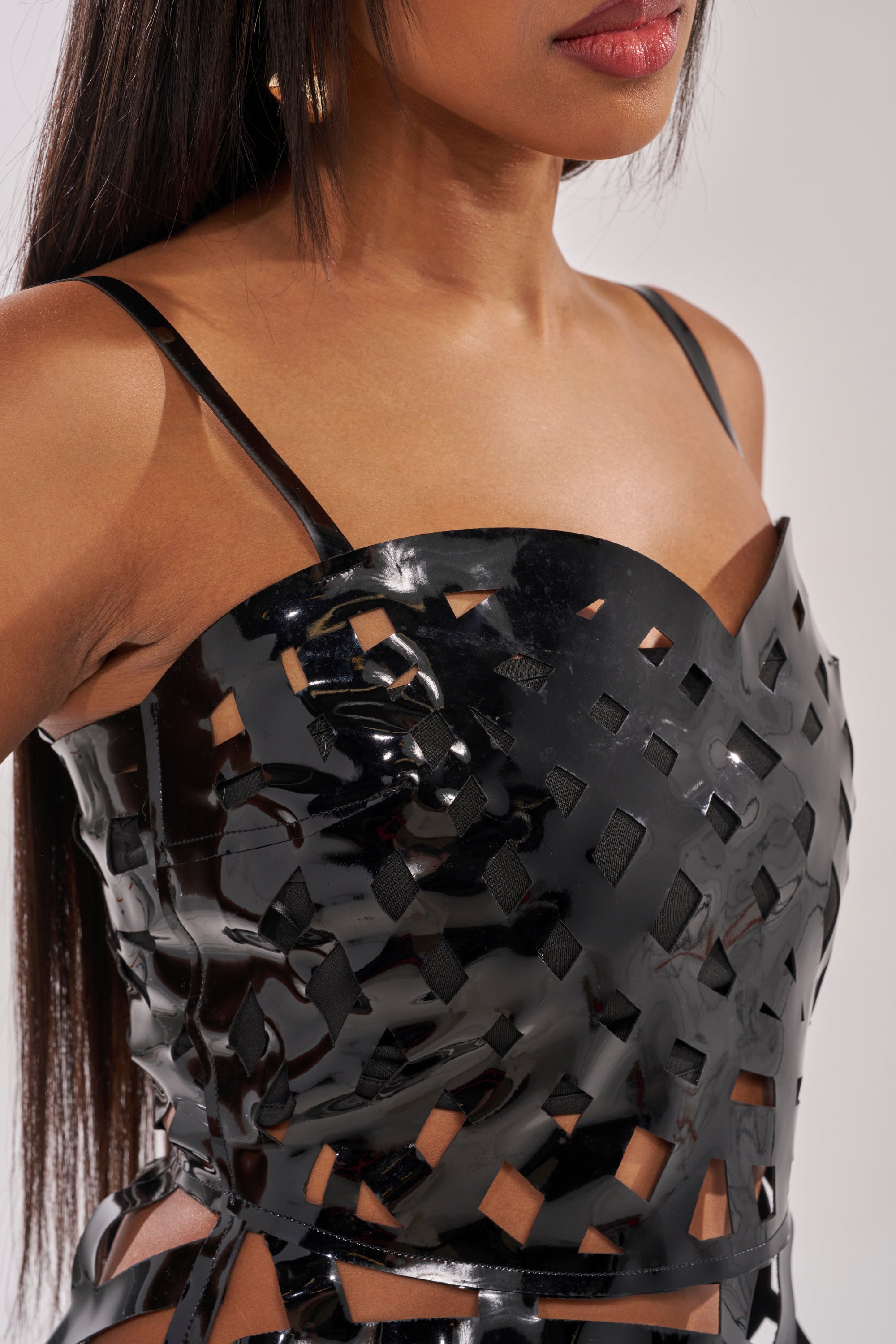 CAUGHT YOU SLIPPING CAGED MIDI DRESS