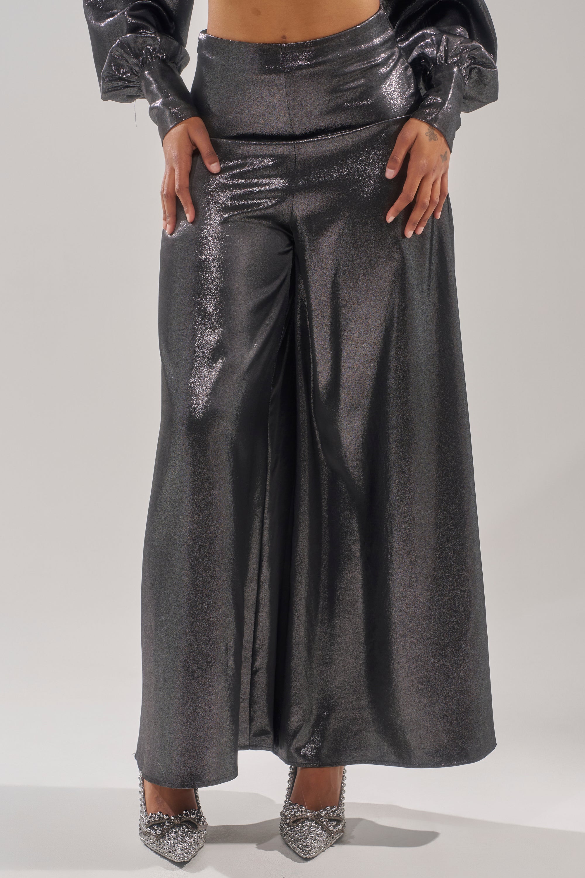 MELINIA METALLIC WIDE LEG PANT