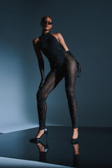 ALEX RHINESTONE MESH JUMPSUIT