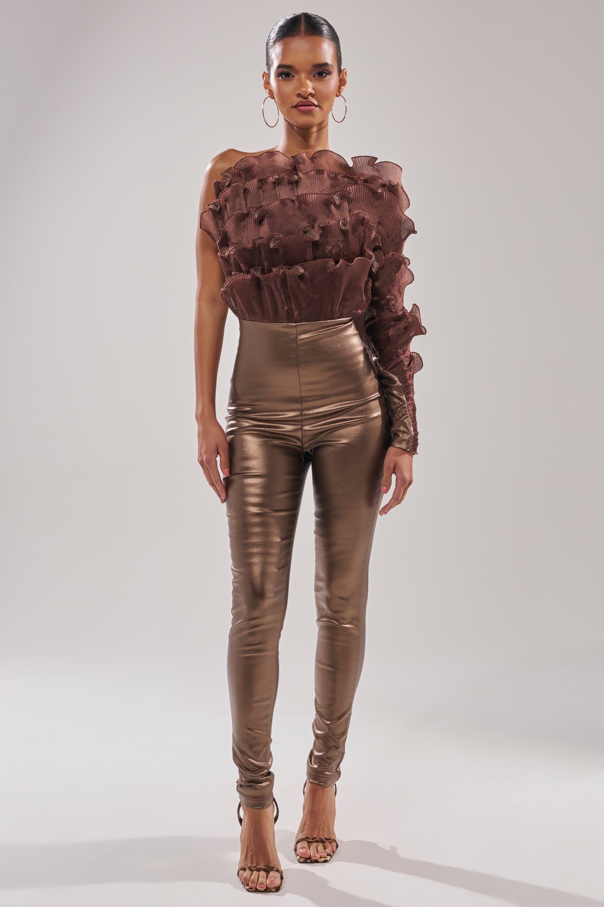 COCOA BUTTER ONE SLEEVE JUMPSUIT