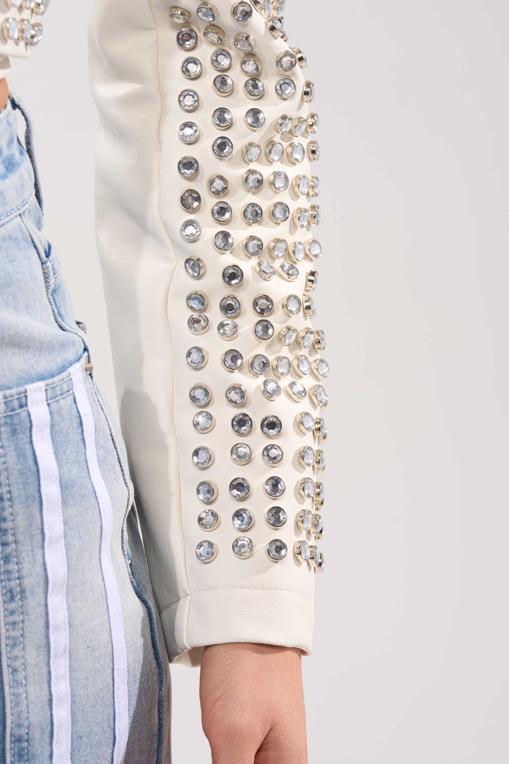DEMI EMBELLISHED MOTO IN WHITE