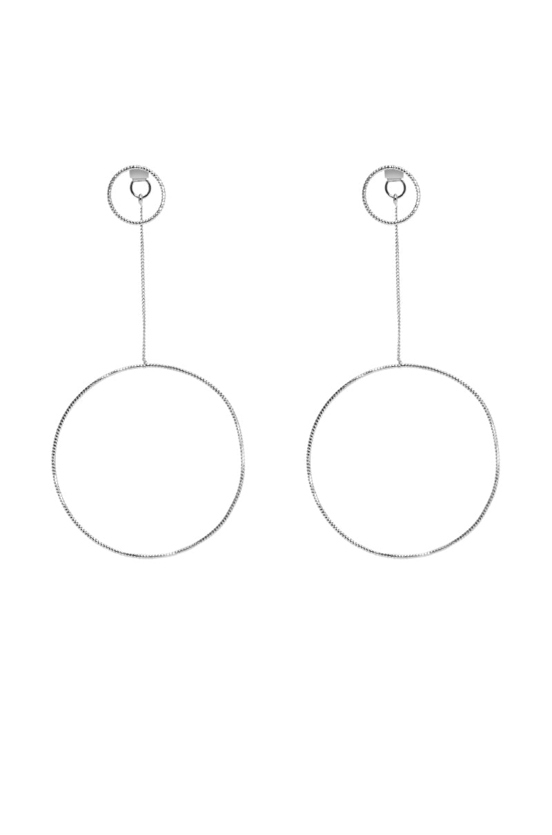 DIVINE CIRCLE DROP HOOP EARRING IN SILVER