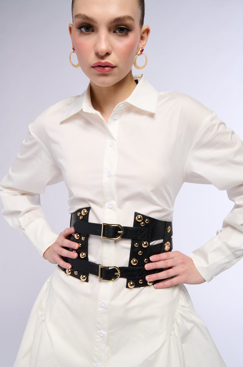 EMBELLISHED LIFE FAUX LEATHER BELT