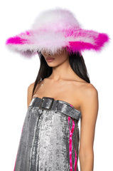 KEKE GENUINE FEATHER WIDE BRIM HAT