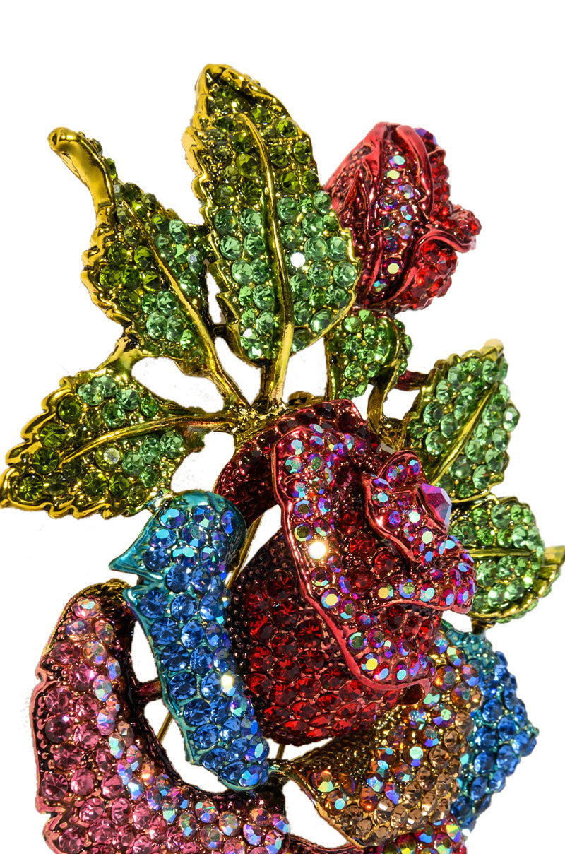 BLING FLORAL BROOCH