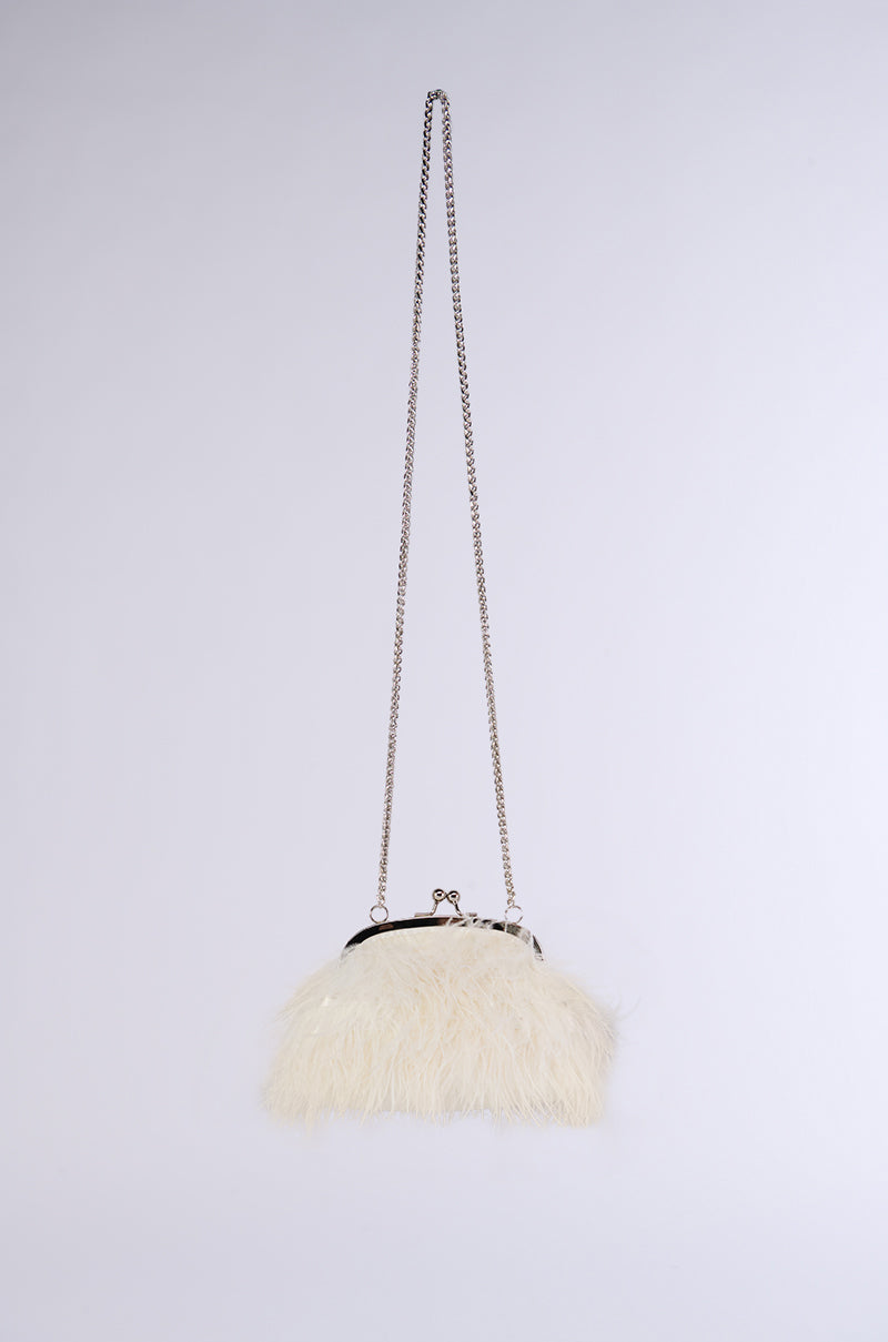 PARTY STARTER FEATHER BAG IN WHITE