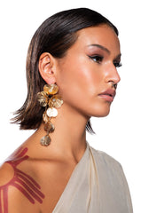 PRETTY LADY EMBELLISHED DANGLE EARRINGS IN GOLD