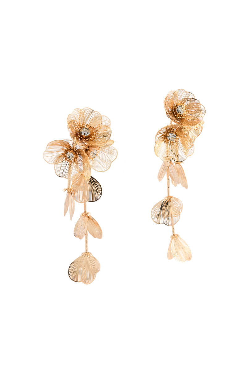 PRETTY LADY EMBELLISHED DANGLE EARRINGS IN GOLD